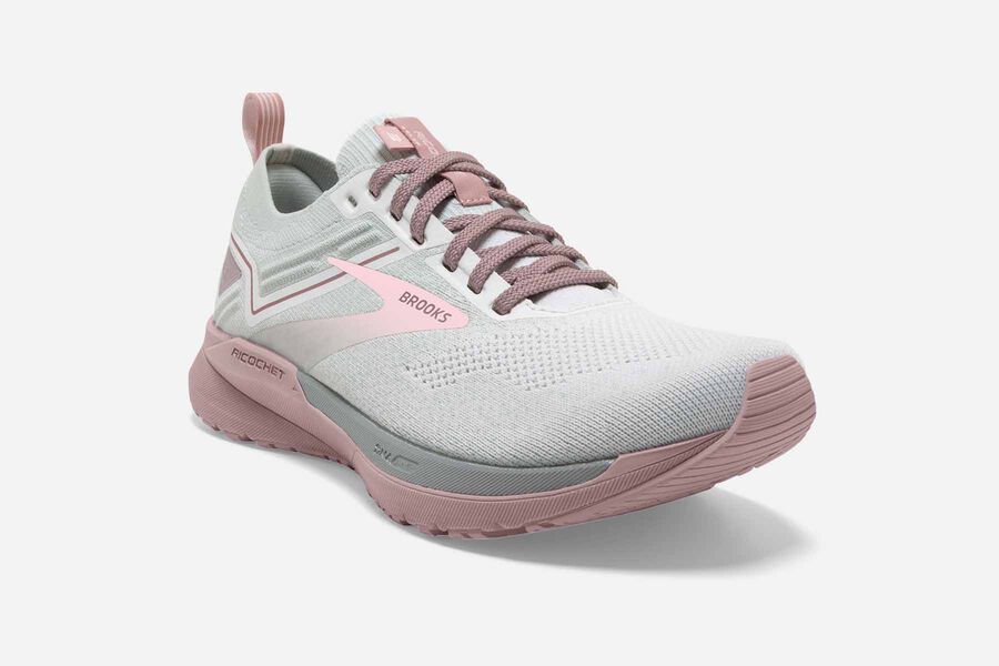 Brooks Running Shoes - Ricochet 3 Road Womens - White/Pink - WOK-972135